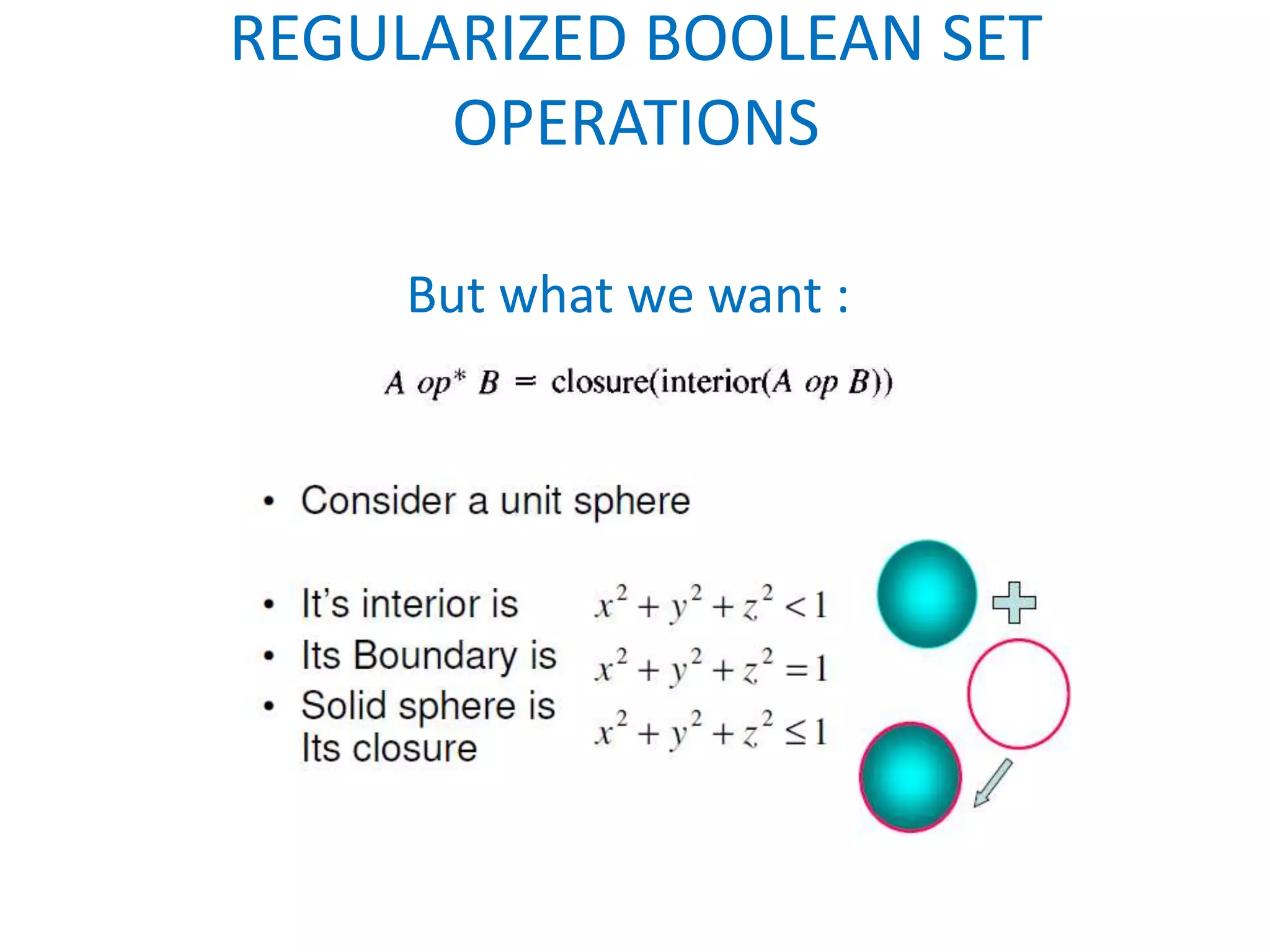REGULARIZED BOOLEAN SET
      OPERATIONS

     But what we want :
 