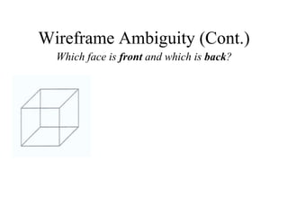 Wireframe Ambiguity (Cont.)
Which face is front and which is back?
 