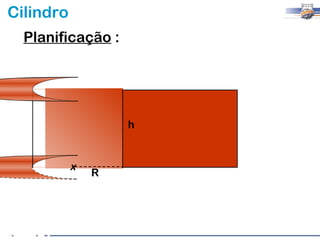 Cilindro
  Planificação :




                   h


           x
               R
 