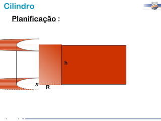 Cilindro
  Planificação :




                   h


           x
               R
 