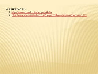 La principal aplicación del galio (arseniuro de galio) es la construcción de circuitos integrados y dispositivos opto electrónicos como diodos láser y LED.