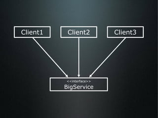 <<interface>> BigService Client1 Client2 Client3 