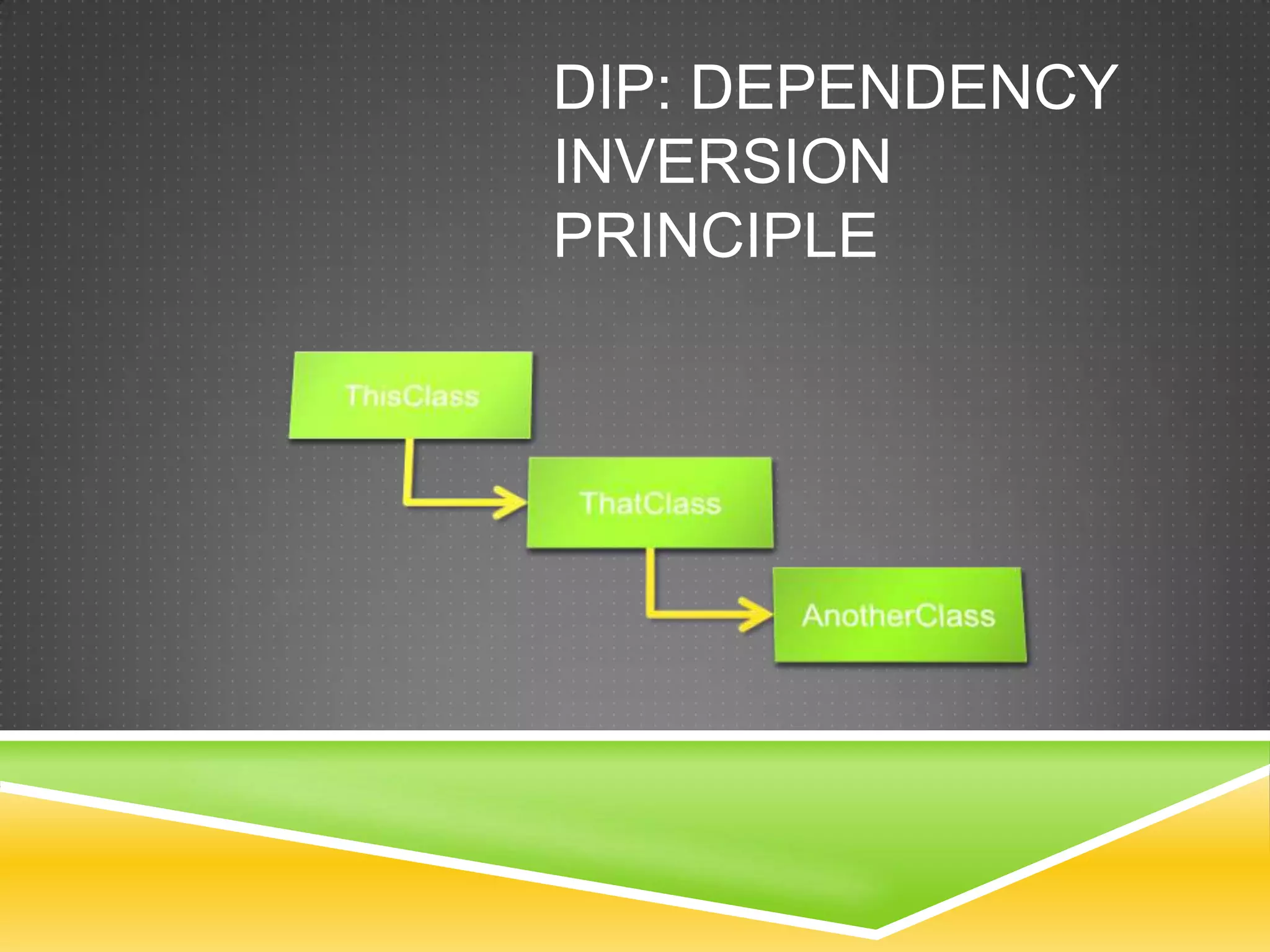 DIP: DEPENDENCY
INVERSION
PRINCIPLE
 