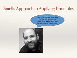 3 principles behind patterns
Design'principles'
behind'pa0erns'
Program'to'an'
interface,'not'to'an'
implementa7on''
Favor'object'
composi7on''
over'inheritance'
Encapsulate'what'
varies'
 