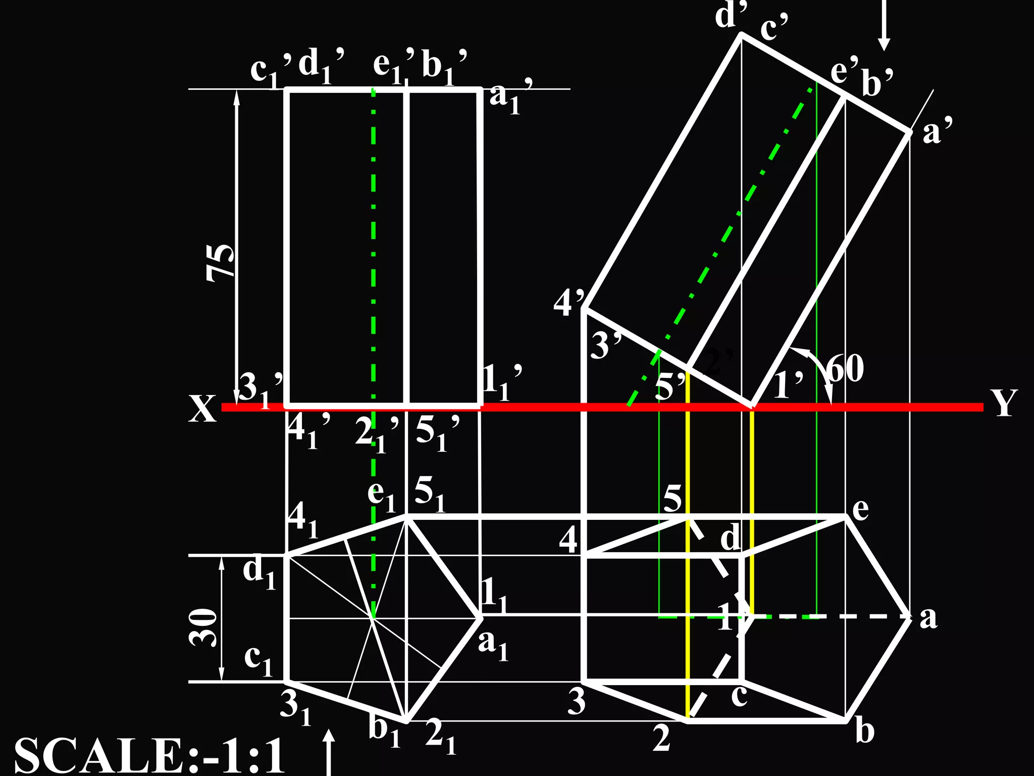 d’ c’
            c1’ d1’ e1’ b1’                           e’b’
                                a1’
                                                             a’

       75



           3 1’                 11’                   60
      X                                                           Y
                  41’ 21’ 51’
                       e1 51              5            e
                  41
                                      4       d
            d1
                                11
                                              1              a
      30




            c1                  a1
                 31                   3        c
                       b1 2 1             2            b
SCALE:-1:1
 