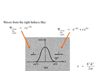 Waves from the right behave like:
iKx
iKx
right
the
from e
r
e 

 
iKx
right
the
from e
t 


m
K
2
2
2


e
 
