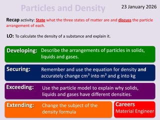 Understanding Particles, States of Matter, and Density Calculations | PDF