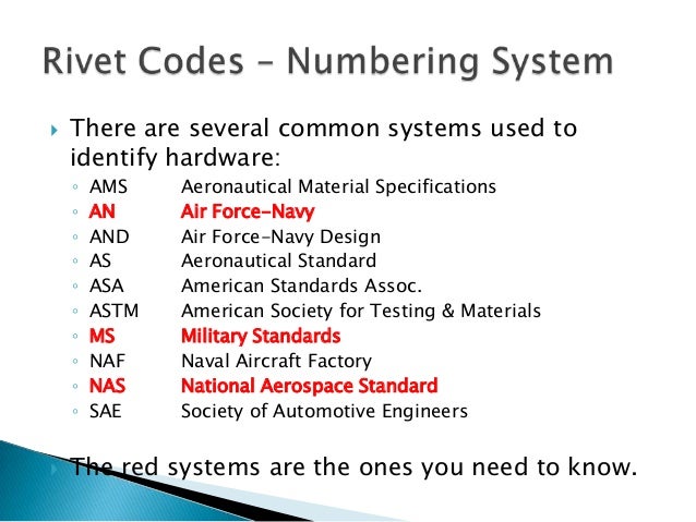 Aircraft Rivet Identification Chart