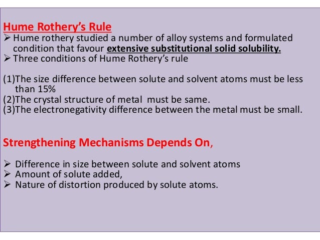 hume rothery rules Definition of hume-rothery, hume-rothery’s three rules of alloy formation related immediately to theoretical work on the electron theory of metals, 3 and in. hume rothery rules Definition of hume-rothery, hume-rothery’s three rules of alloy formation related immediately to theoretical work on the electron theory of metals, 3 and in.