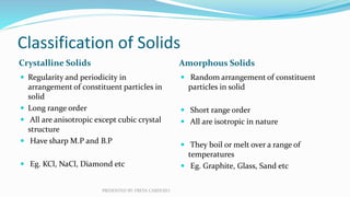 Solid Classification Solid state 12th Maharashtra state board | PPTX