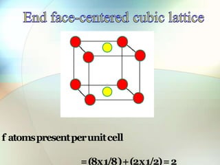 f atomspresentperunitcell
=(8x1/8)+(2x1/2)=2
 