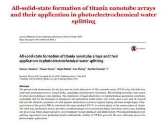 All-solid-state formation of titania nanotube arrays
and their application in photoelectrochemical water
splitting
 