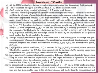 Properties of HTSC oxides
 