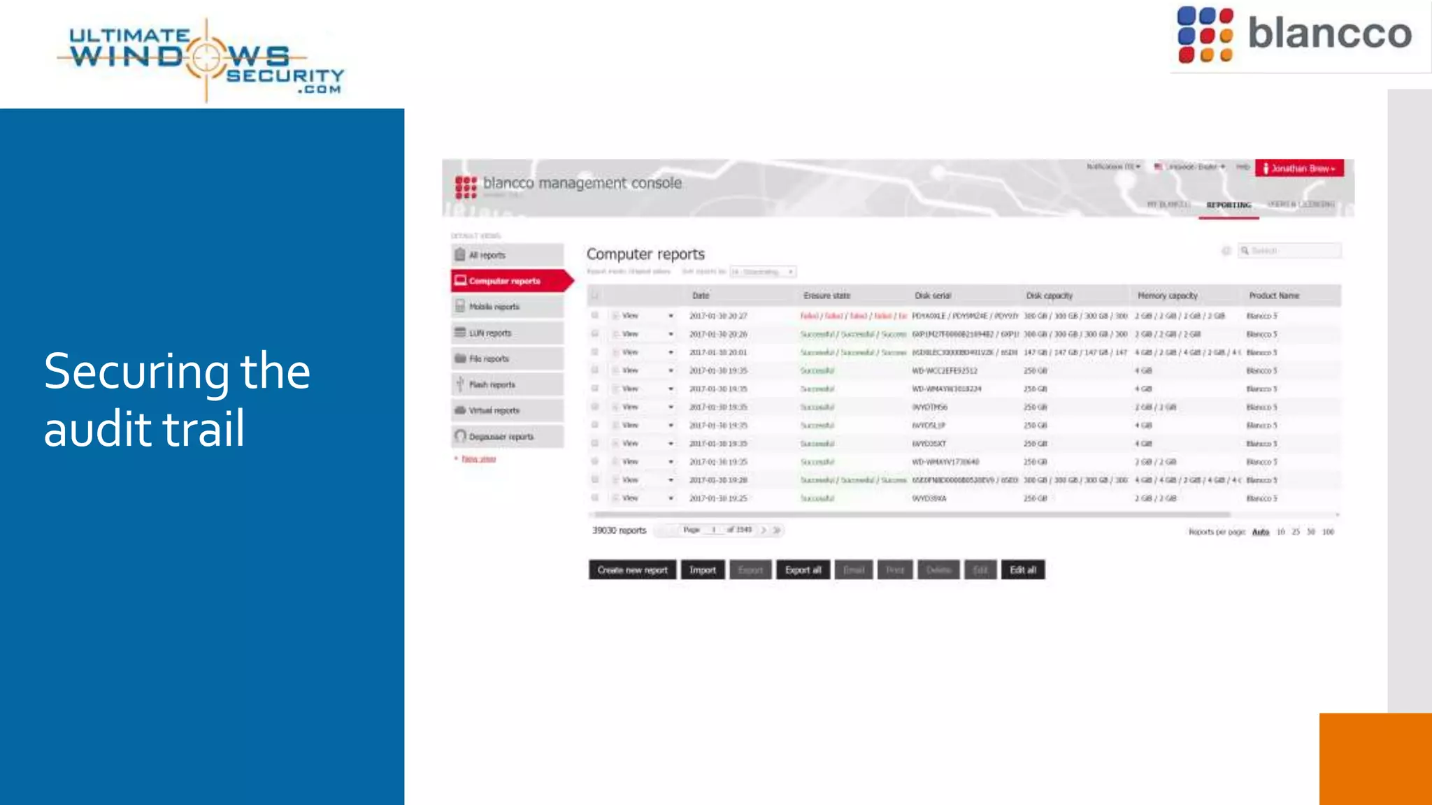 Securing the
audit trail
 