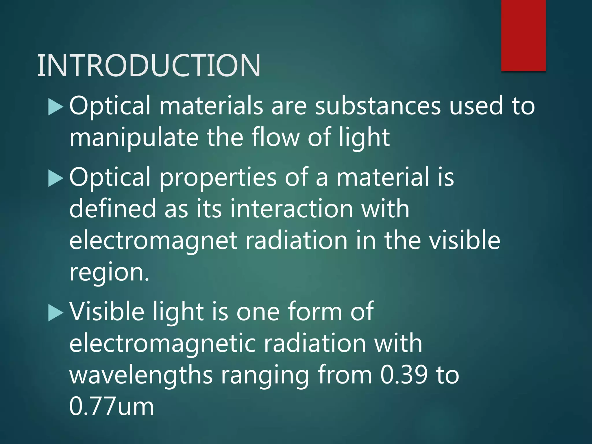 OPTICAL PROPERTIES OF METALS AND NON METALS PPT