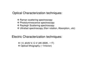 Solid state physics measurements