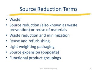 Source Reduction Tech Solid Waste Management | PPTX