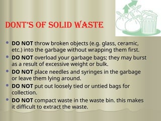 SOLID WASTE HANDLING AND MANAGEMENT AT INDIVIDUAL AND COMMUNITY LEVEL | PPT