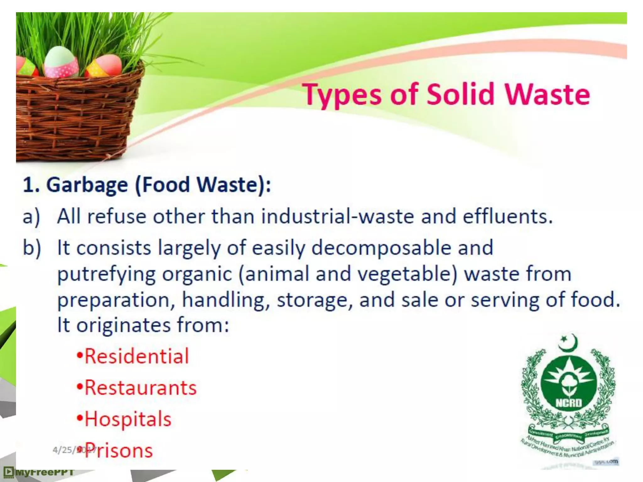 Types of Solid Waste
 