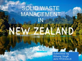 SOLID WASTE
MANAGEMENT
IN
Submitted by
Rituraj Singh
2017PCE5213
 