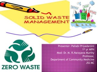 Presenter: Pallabi Priyadarsini 
1st yr MPH 
Mod: Dr. M. R.Narayana Murthy 
Professor, 
Department of Community Medicine 
JSS MC 
 