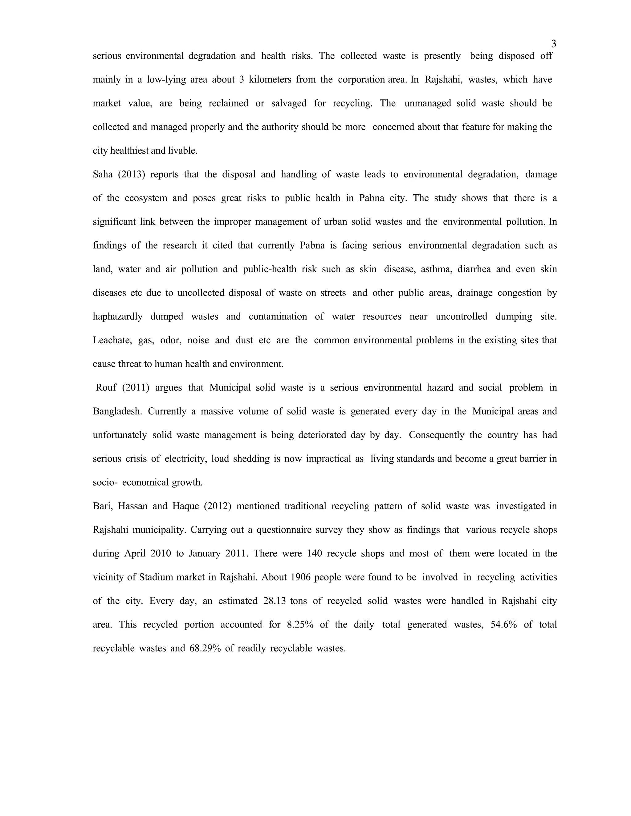 Solid waste management rajshahi | PDF