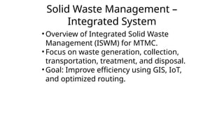 Integrated Solid Waste Management System with GIS and IoT Optimization ...