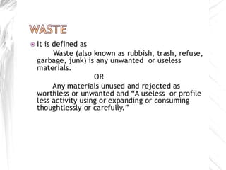 Solid waste treatment and solid wastes as sources of energy and food. | PPT