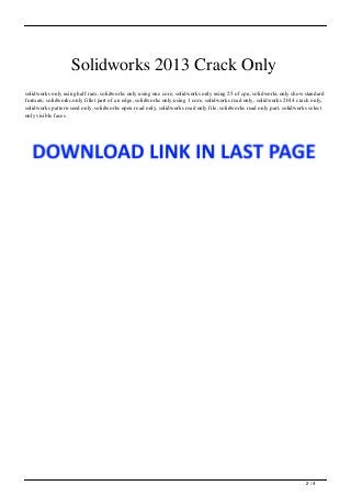 Solidworks 2013 Crack Only