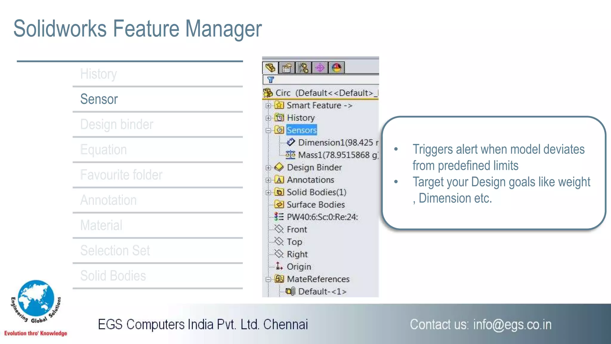 SOLIDWORKS Feature Manager | PPTX | Computing | Technology & Computing