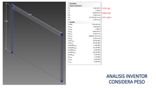 =1066,6 kgf
=219,2 kgf
=143,1 kgf.m
ANALISIS INVENTOR
CONSIDERA PESO
 
