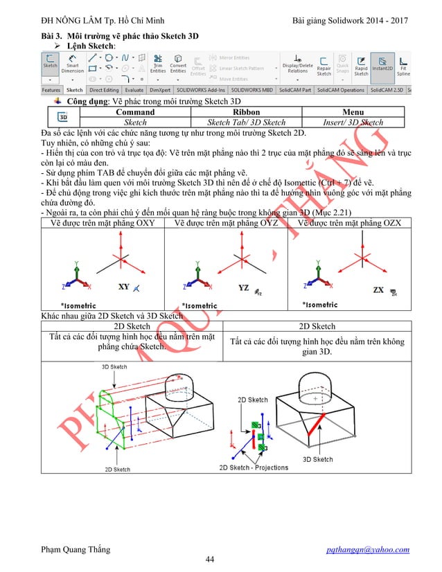 BÀI GIẢNG SOLIDWORKS cơ bản đến nâng cao | PDF
