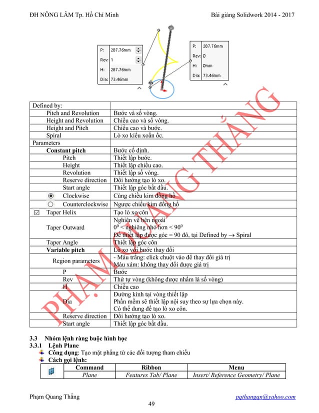 BÀI GIẢNG SOLIDWORKS cơ bản đến nâng cao | PDF