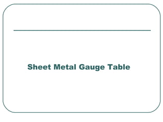 Sheet Metal Gauge Table 