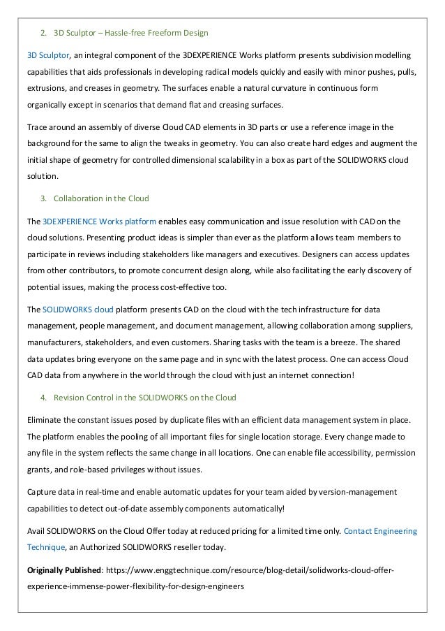 SOLIDWORKS Cloud Offer – Experience Immense Power & Flexibility for ...