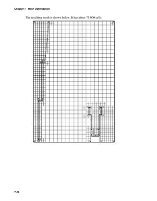 Chapter 7 Mesh Optimization 
7-10 
The resulting mesh is shown below. It has about 75 000 cells. 
 