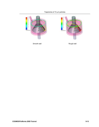 Trajectories of 15 μm particles 
Smooth wall Rough wall 
COSMOSFloWorks 2008 Tutorial 9-13 
 