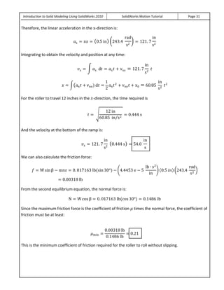 Solid works motion_tutorial_2010 | PDF