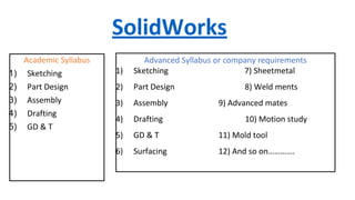 Solidworks Expert Syllabus.pdf Solid Works PPTS for making report by educational purpose | PDF