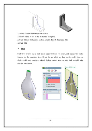 Shell Feature Solidworks Exercises Solidworks training report | DOCX