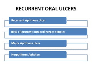 Solitary oral ulcers and systemic diseases | PPTX