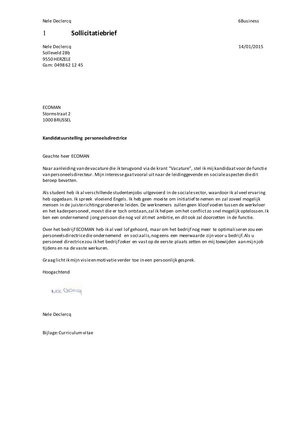 Sollicitatiebrief OFFICIEEL