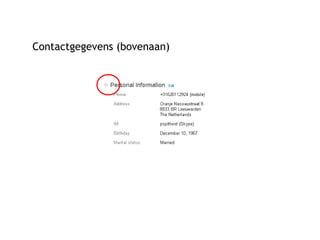 Contactgegevens (bovenaan) 