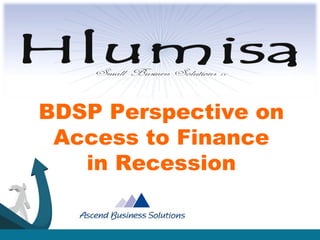 BDSP Perspective on Access to Finance in Recession 