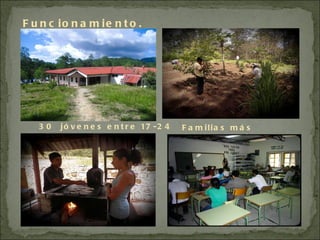 Funcionamiento.  30  jóvenes entre 17-24 años Familias más desfavorecidas 