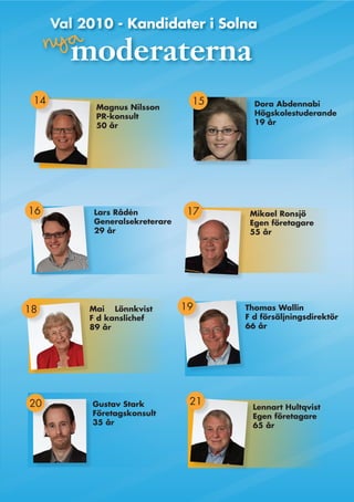 Solnamoderaternas kandidater till kommunfullmäktige | PDF