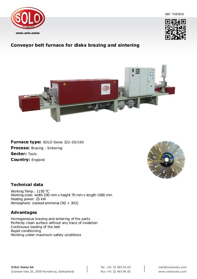 Conveyor belt furnace for disks brazing and sintering