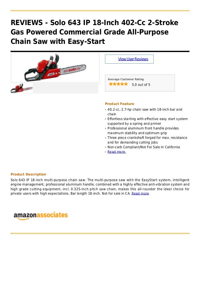 Solo 643 ip 18 inch 402cc 2stroke gas powered commercial grade all