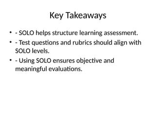 Preparation of Tests Using the SOLO Framework with RubricsSOLO ...