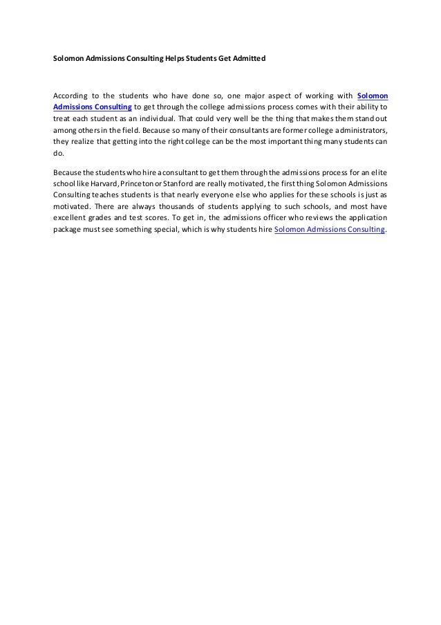 Solomon Admissions Consulting Helps Students Get Admitted